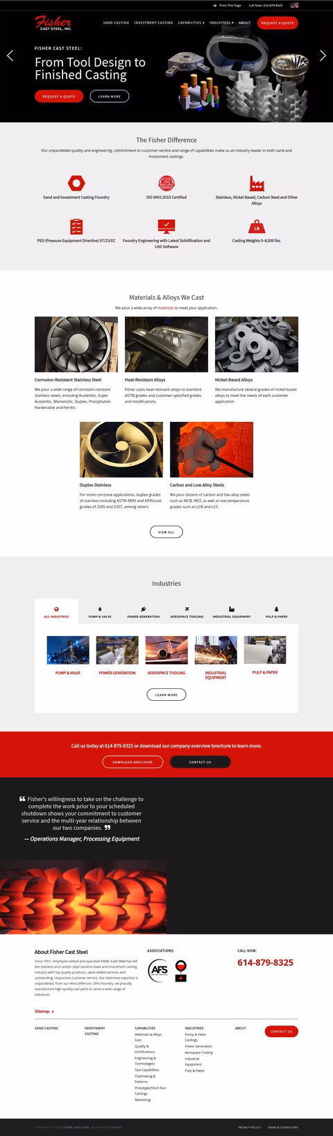 Fisher-Cast-Steel-Products Homepage 1440px