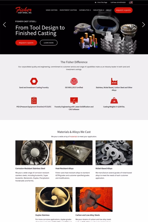 Fisher-Cast-Steel-Products Homepage 1440px