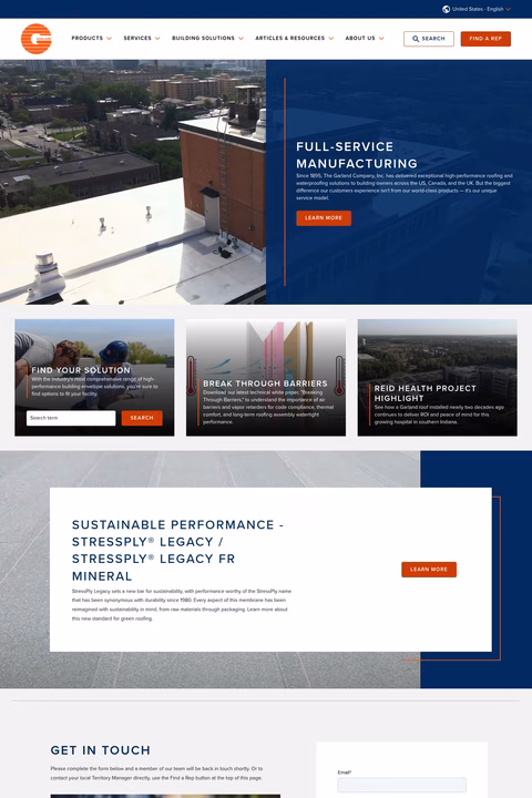Garland-Company Homepage 1440px