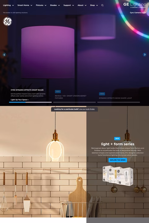 Ge-Lighting Homepage 1440px