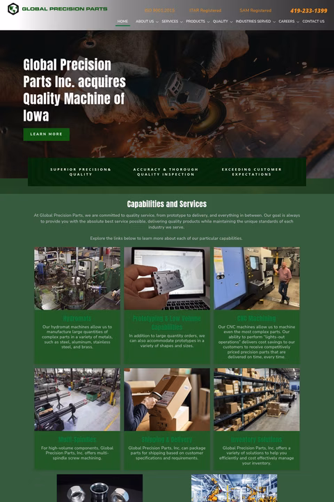 Global-Precision-Parts Homepage 1440px