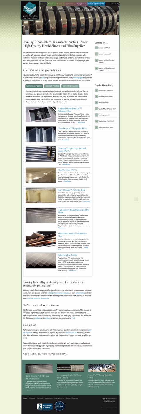 Grafix-Plastics Homepage 1440px