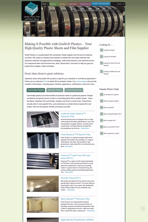 Grafix-Plastics Homepage 1440px