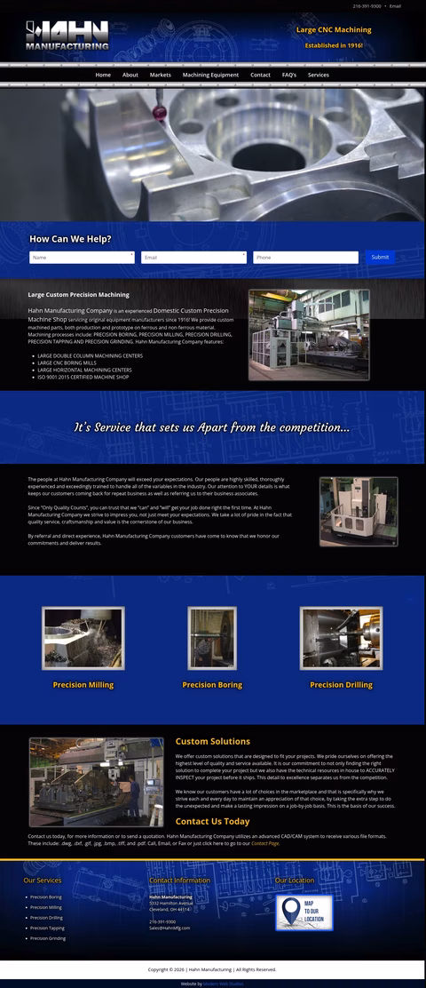 Hahn-Manufacturing Homepage 1440px