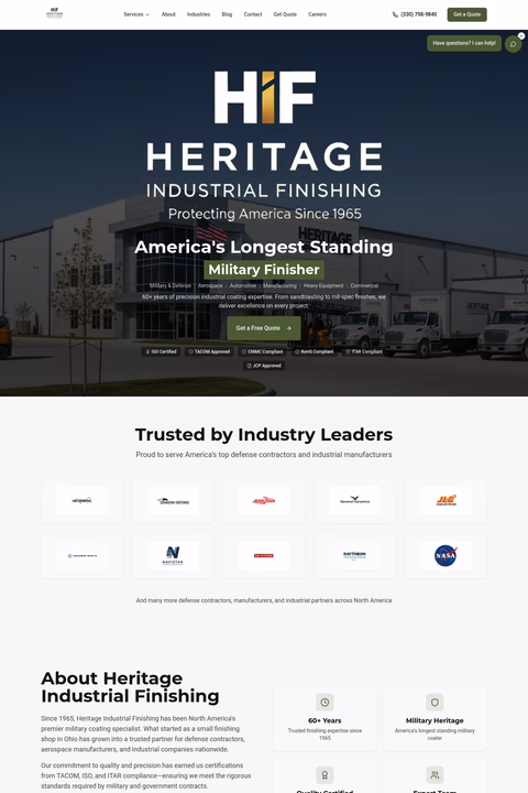 Heritage-Industrial-Finishing Homepage 1440px