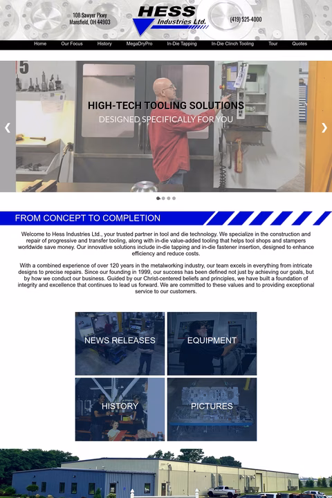 Hess-Industries Homepage 1440px
