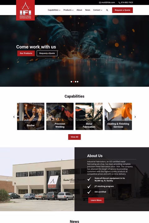 Industrial-Fabricators-Inc Homepage 1440px