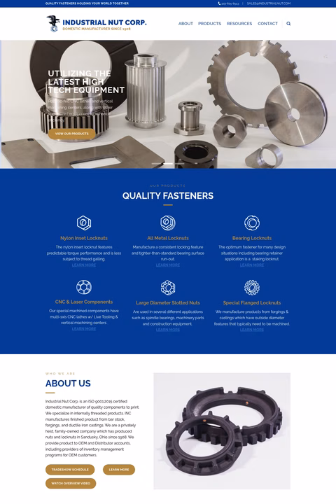 Industrial-Nut-Corporation Homepage 1440px