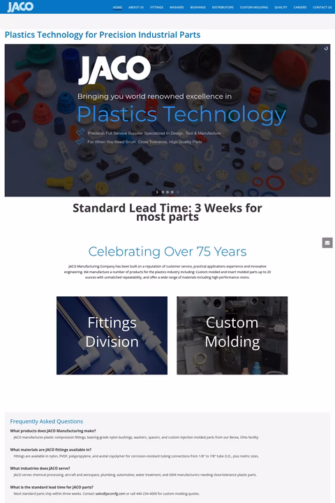 Jaco-Manufacturing-Company Homepage 1440px
