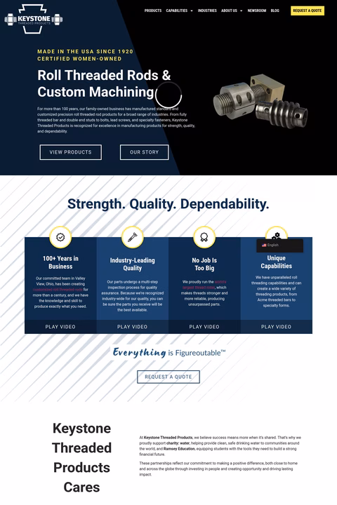 Keystone-Threaded-Products Homepage 1440px