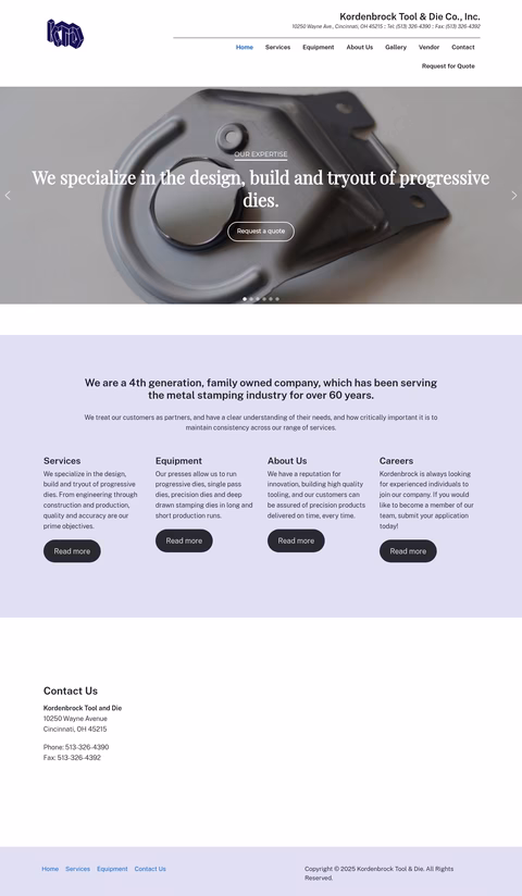 Kordenbrock-Tool-Die Homepage 1440px
