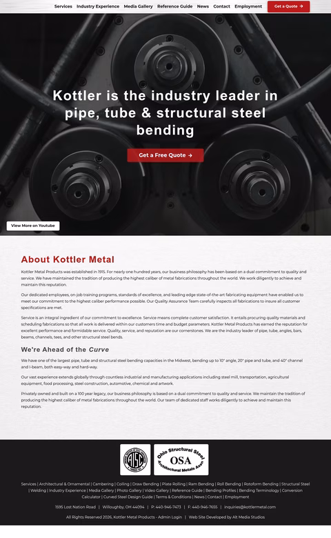 Kottler-Metal-Products Homepage 1440px