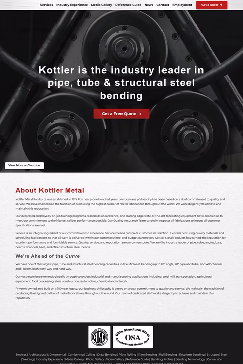 Kottler-Metal-Products Homepage 1440px