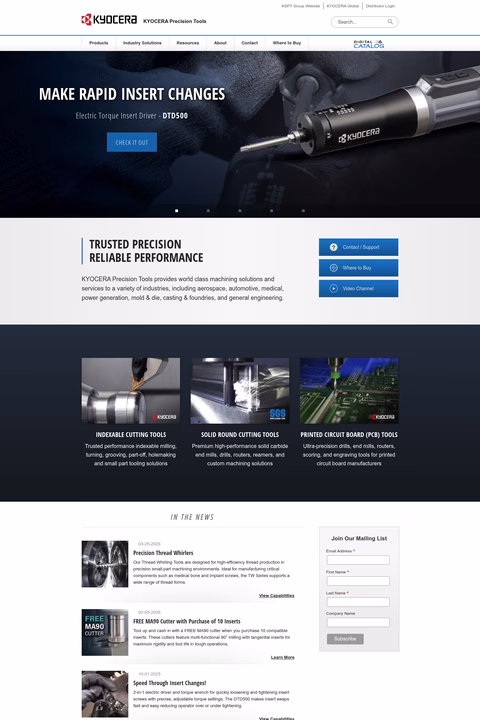 Kyocera-Precision-Tools Homepage 1440px