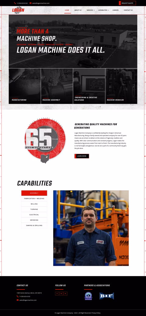 Logan-Machine-Company Homepage 1440px