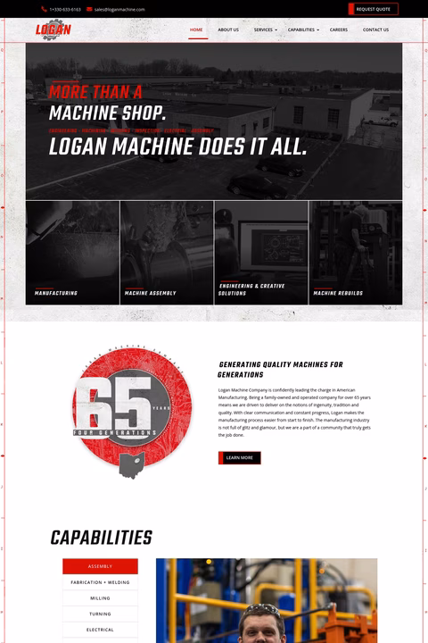 Logan-Machine-Company Homepage 1440px