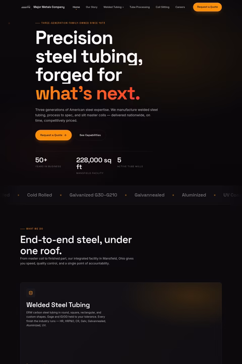 Major-Metals-Company Homepage 1440px