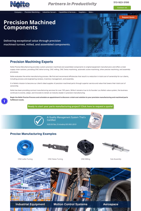 Nolte-Precise-Manufacturing Homepage 1440px