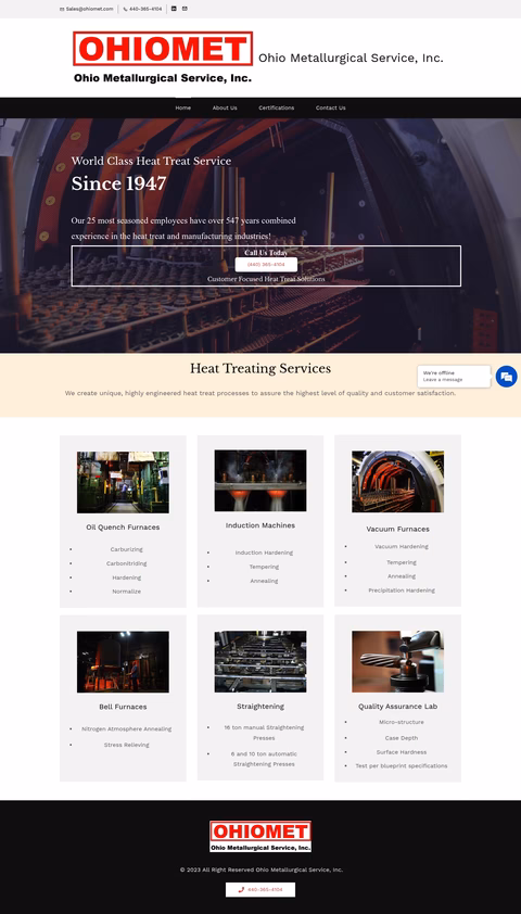 Ohio-Metallurgical-Services Homepage 1440px