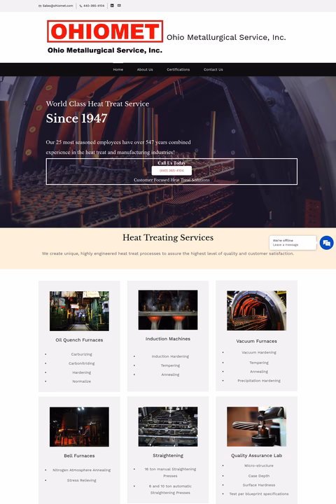 Ohio-Metallurgical-Services Homepage 1440px