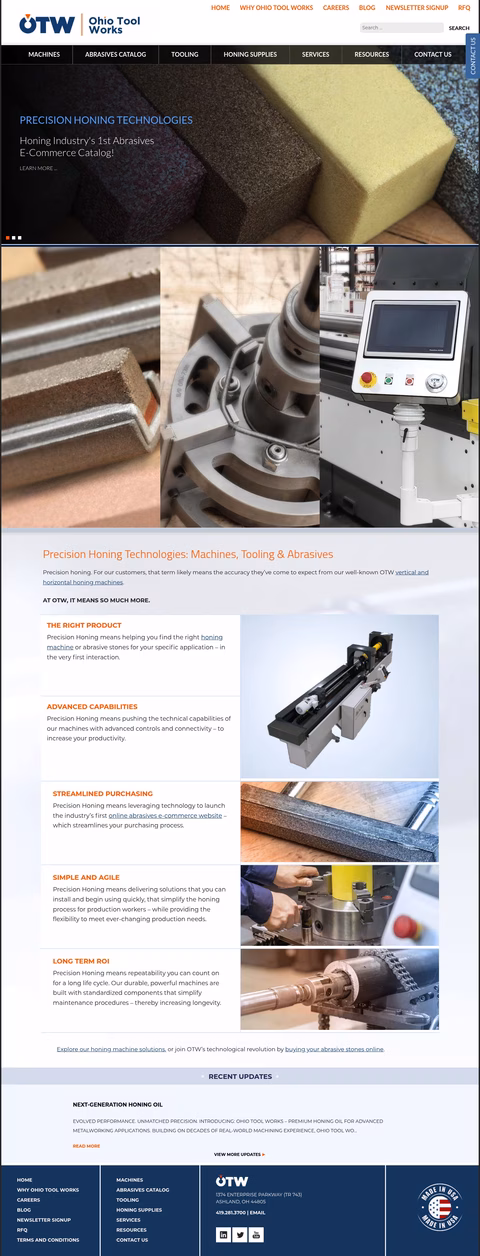 Ohio-Tool-Works Homepage 1440px