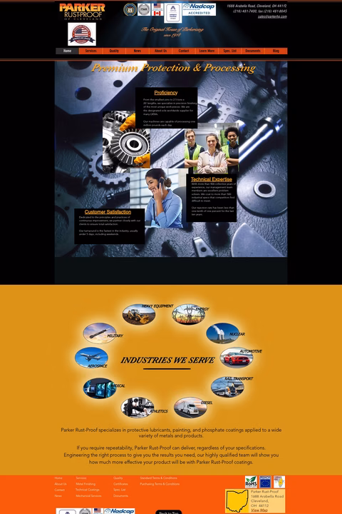 Parker-Rust-Proof-Company Homepage 1440px