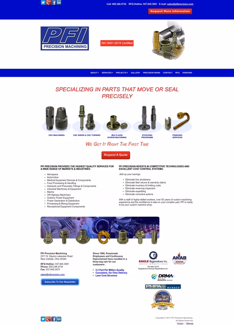Pfi-Precision Homepage 1440px