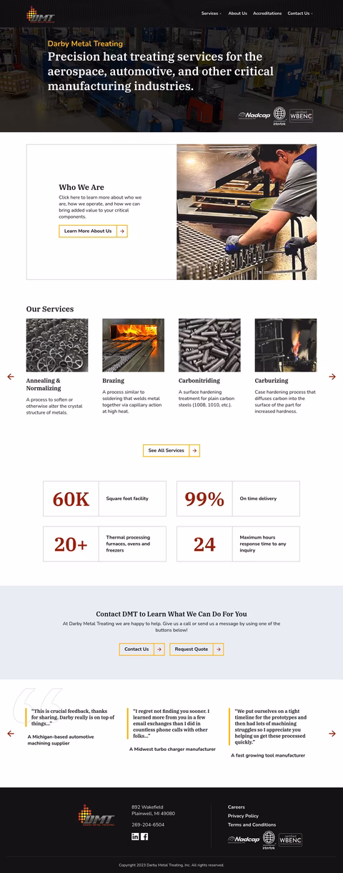 Darby Metal Treating Homepage 1440px