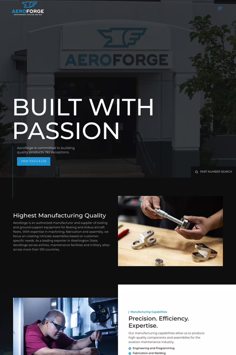 Aeroforge Homepage 1440px