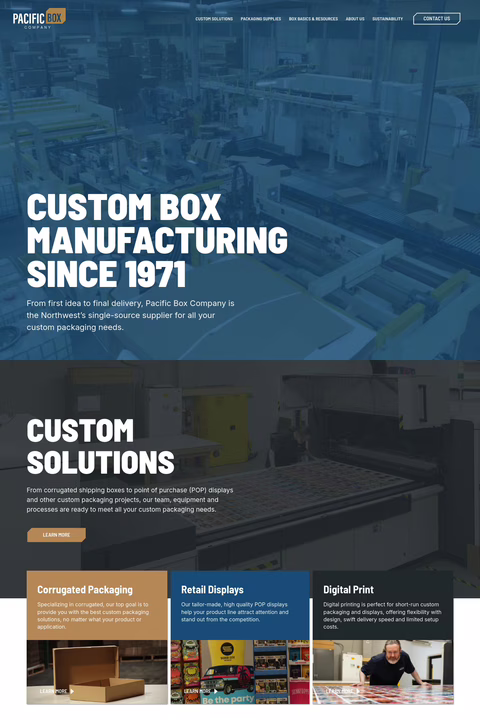 Pacific Box Company Homepage 1440px