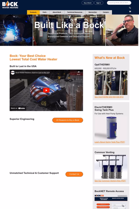 Bock Water Heaters Homepage 1440px