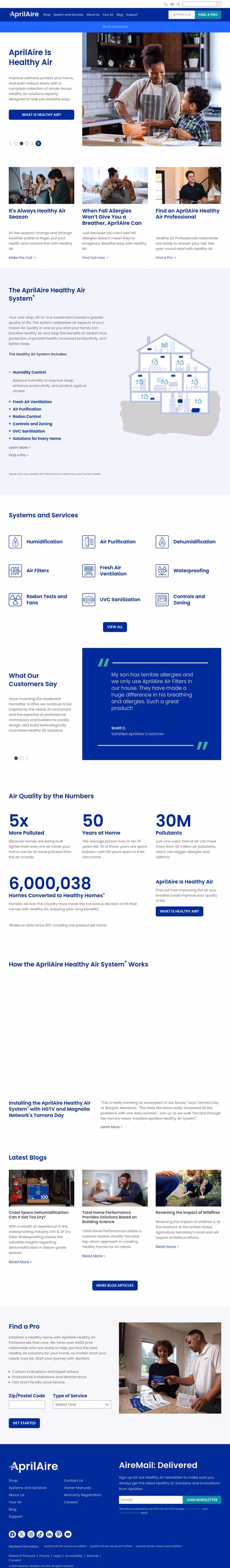 Aprilaire Homepage 1440px