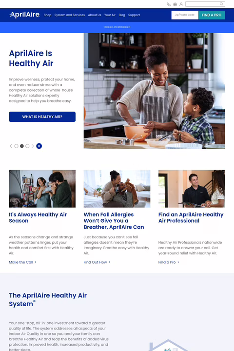 Aprilaire Homepage 1440px