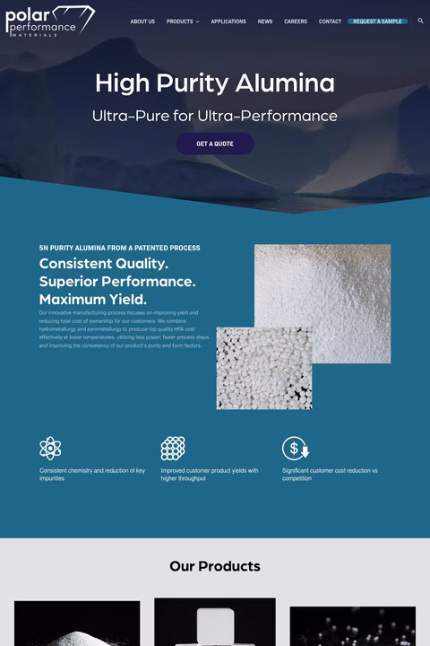 Polar Performance Materials Homepage 1440px