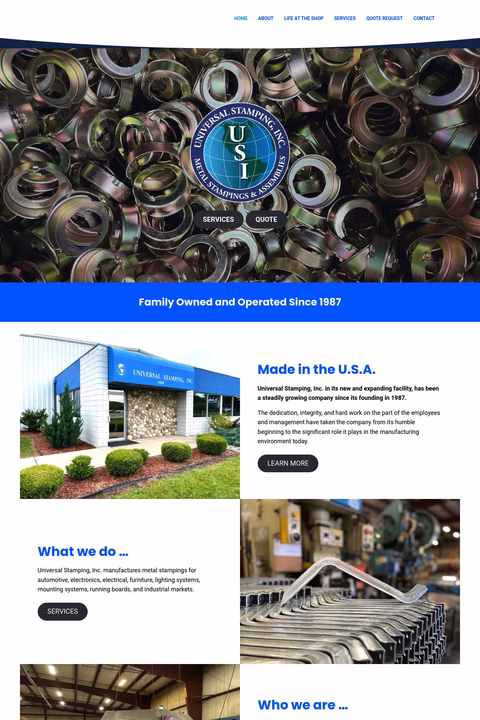 Universal Stamping Inc Homepage 1440px