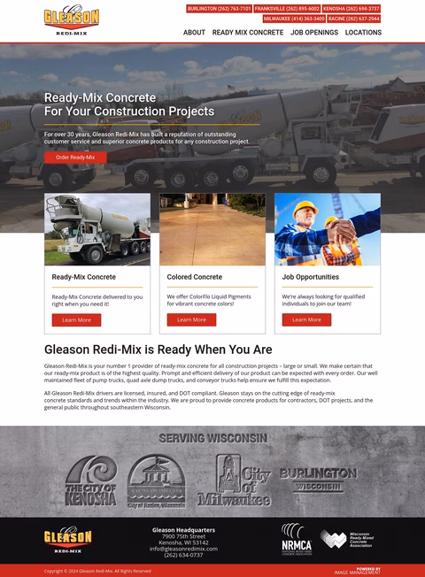 Gleason Redi Mix Homepage 1440px