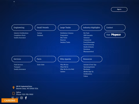 Apache Stainless Equipment Homepage 1440px