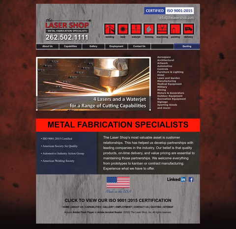 The Laser Shop Inc Homepage 1440px