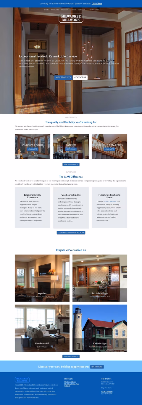 Milwaukee Millwork Homepage 1440px