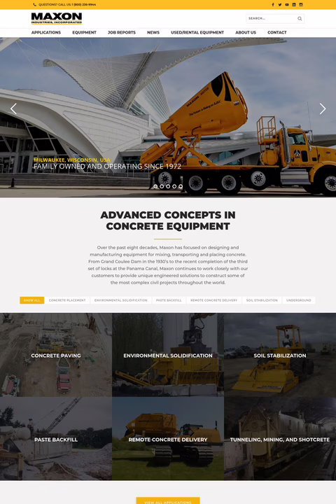 Maxon Industries Inc Homepage 1440px