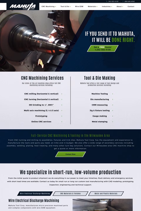 Mahuta Tool Corporation Homepage 1440px