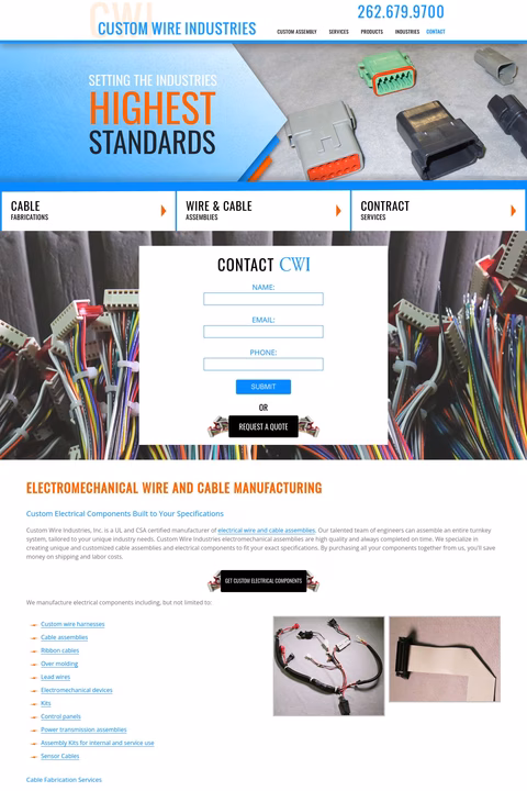 Custom Wire Industries Homepage 1440px