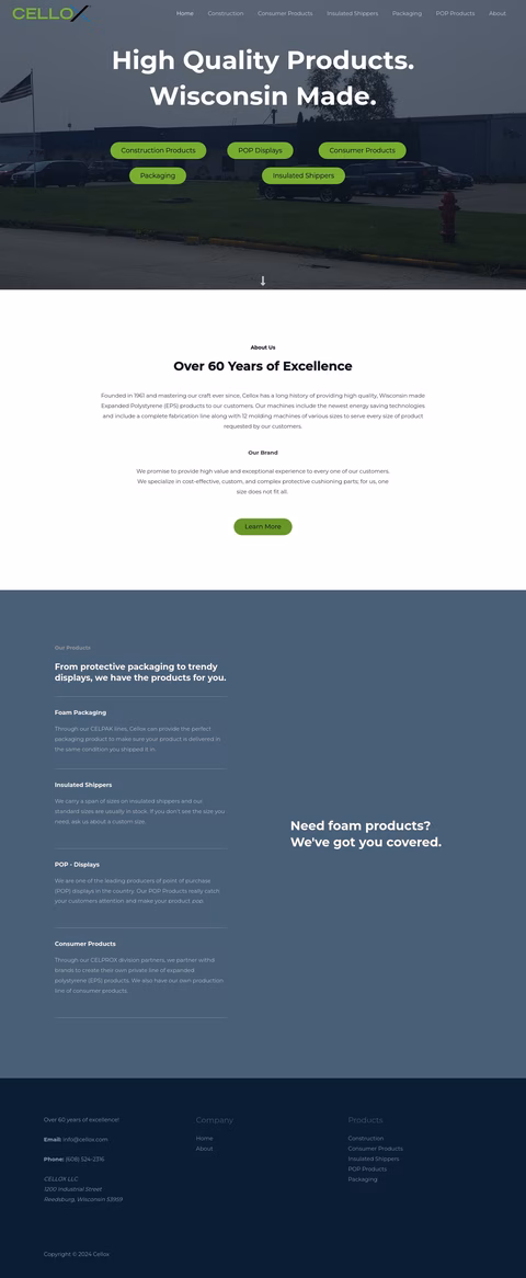 Cellox Corporation Homepage 1440px