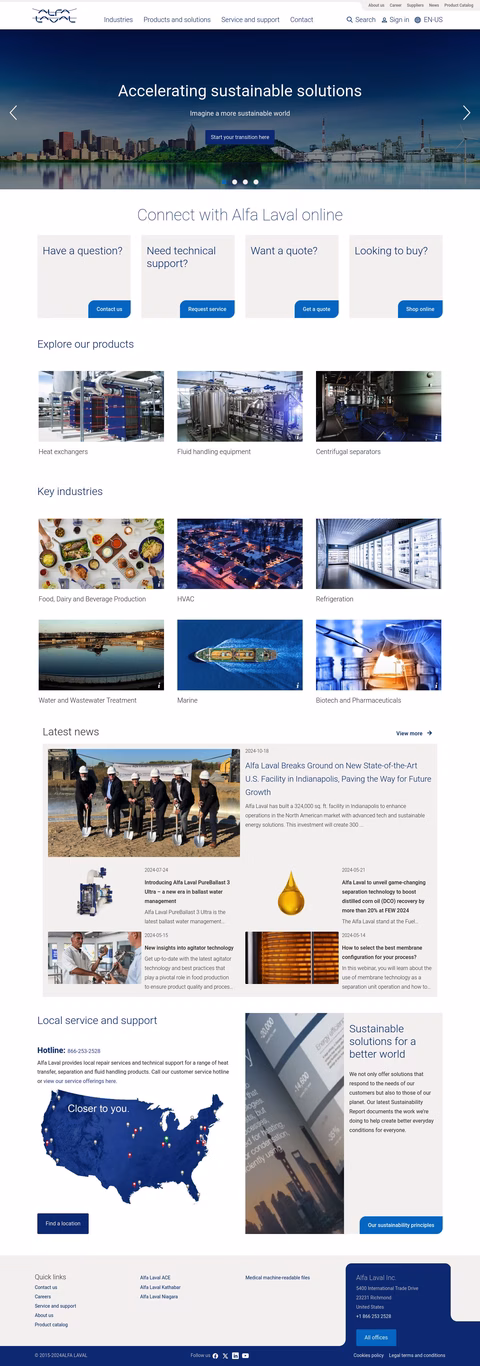 Alfa Laval Homepage 1440px