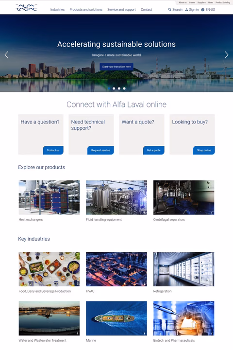 Alfa Laval Homepage 1440px