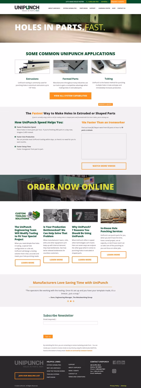 Unipunch Products Inc Homepage 1440px