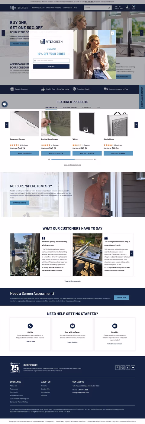 The Ritescreen Company Homepage 1440px