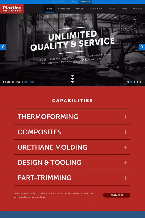 Plastics Unlimited Homepage 1440px