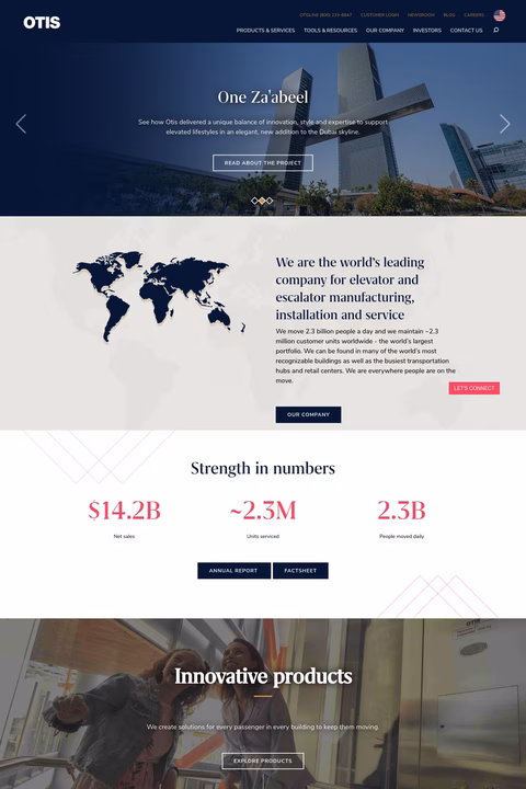 Otis Elevator Company Homepage 1440px