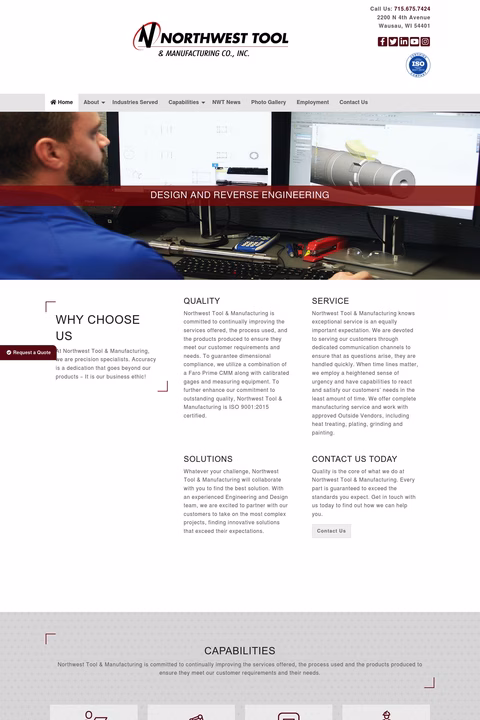 Northwest Tool And Manufacturing Company Homepage 1440px